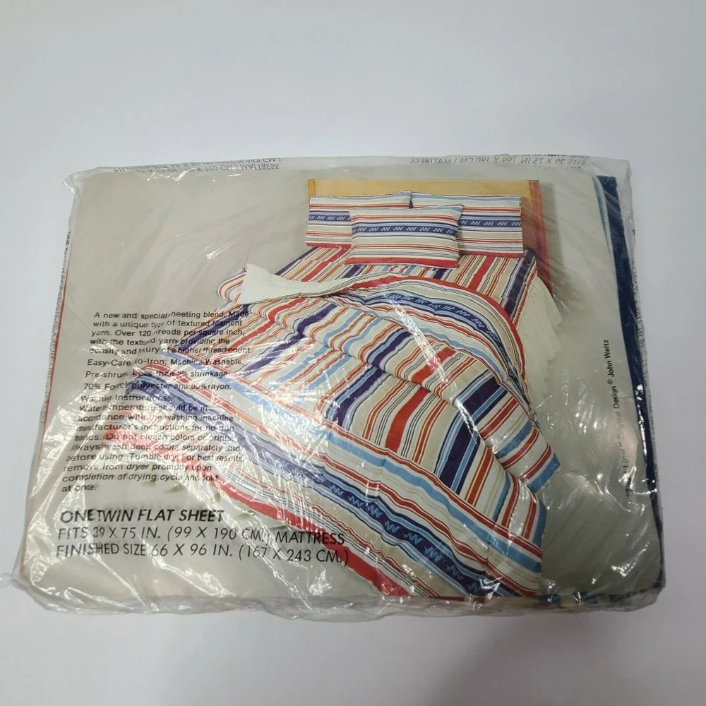 Vintage Marlborough John Weitz Twin Flat Sheet Stripped 66x96 Lusterdoft Md USA